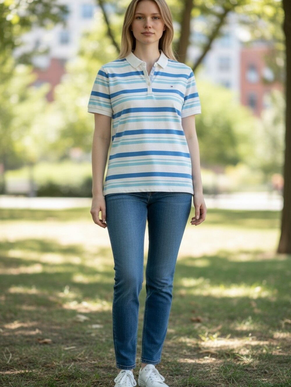 Tommy Hilfiger Blue & White Striped Polo